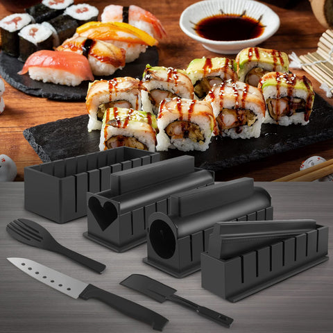 HI NINGER Sushi Kit Deluxe: rodillo de sushi de bambú para enrollar rápido y uniforme.