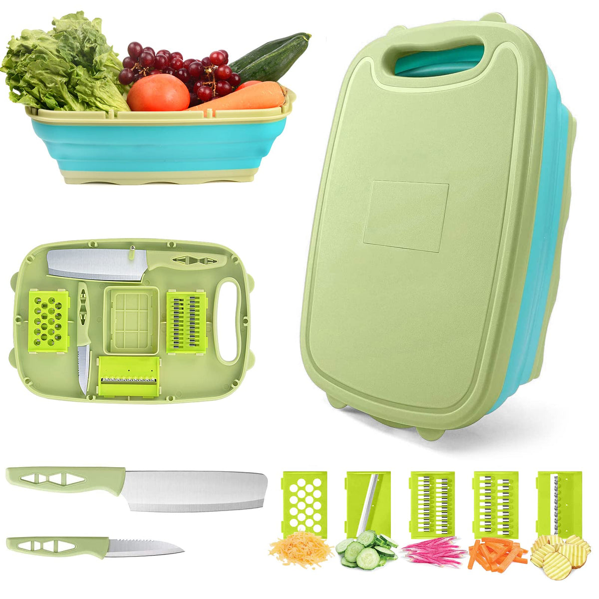 Tabla de cortar plegable HI NINGER con escurridor integrado, ideal para acampar.
