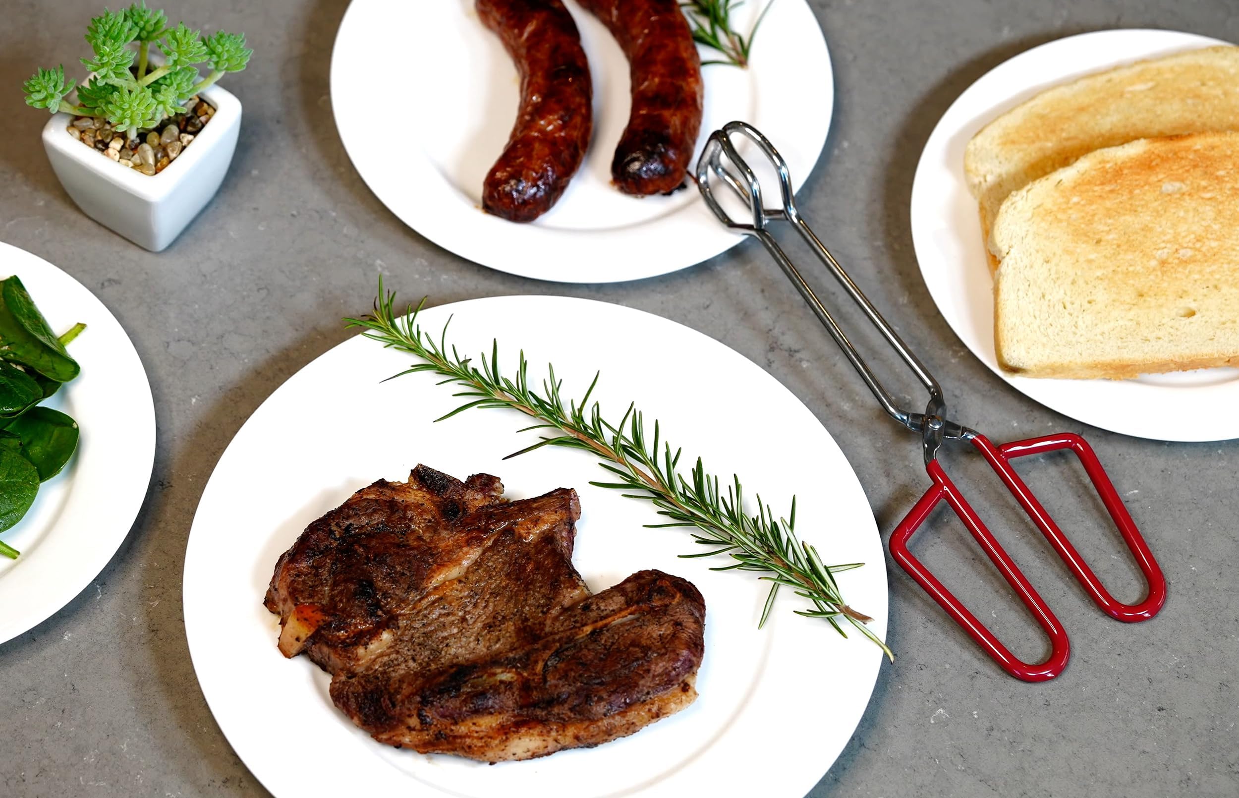 Hiash pinzas para verduras y carnes, cabeza cuadrada para recoger con facilidad.