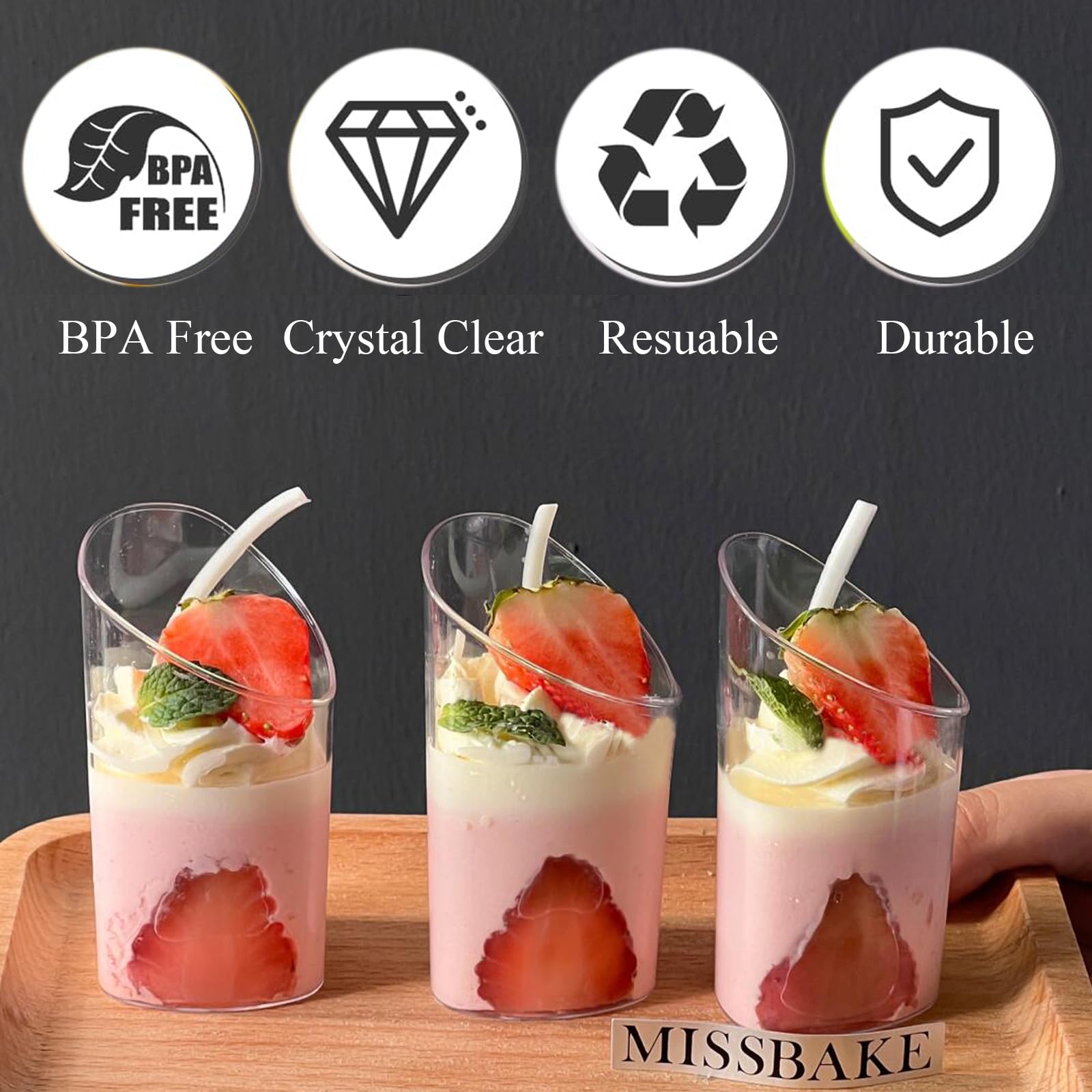 Porciones individuales de 3 oz con Hiasobre, perfectas para eventos.