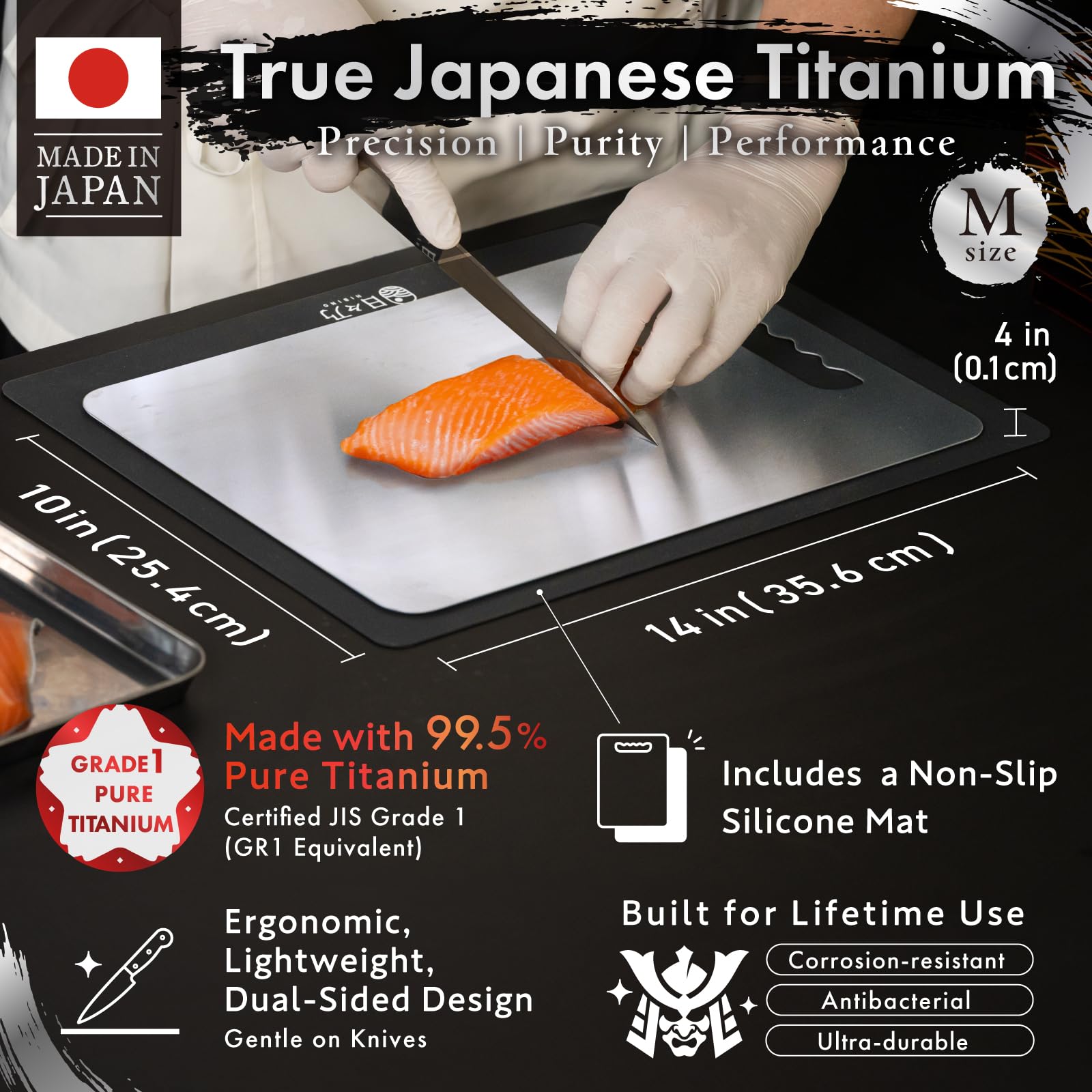 HIBINO tabla de corte titanio hecho en Japón, calidad profesional