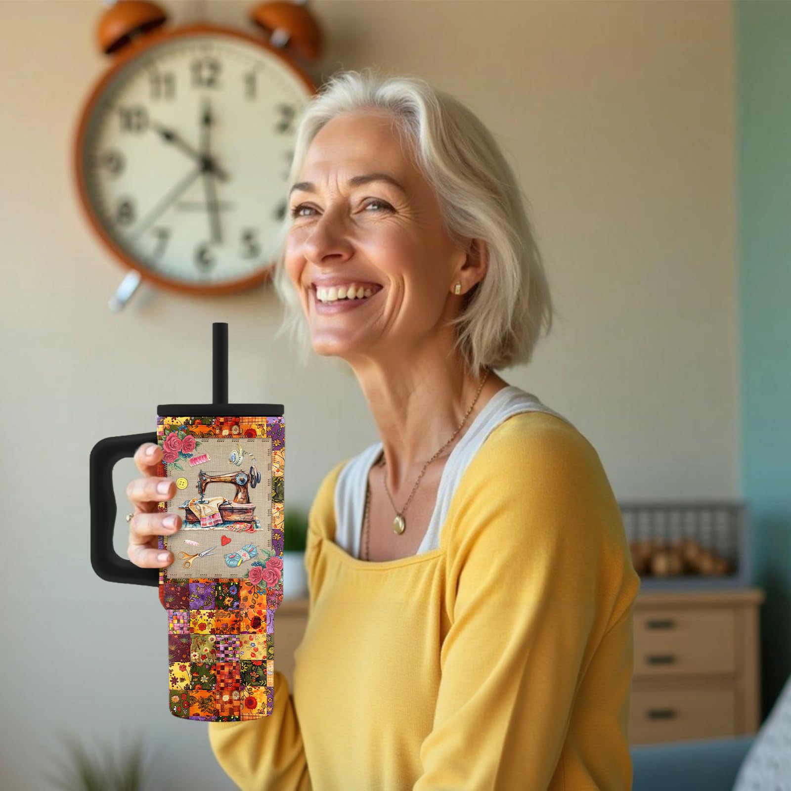 Hiboss Taza patrón vintage, diseño inspirador para costureras.