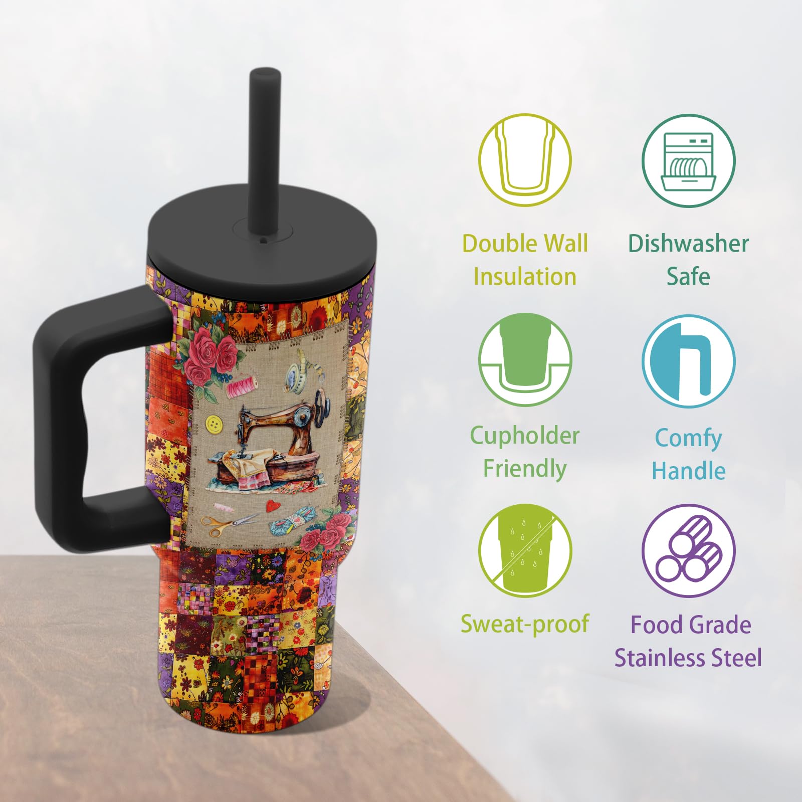 Hiboss Taza tapa y pajilla incluidas, fácil limpieza.