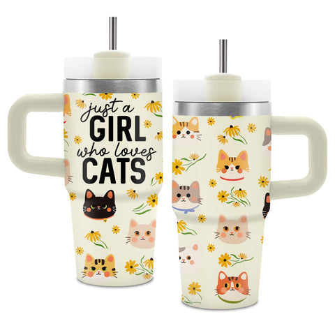 Hiboss vaso térmico gatos con asa, cómodo de llevar a la escuela y casa.