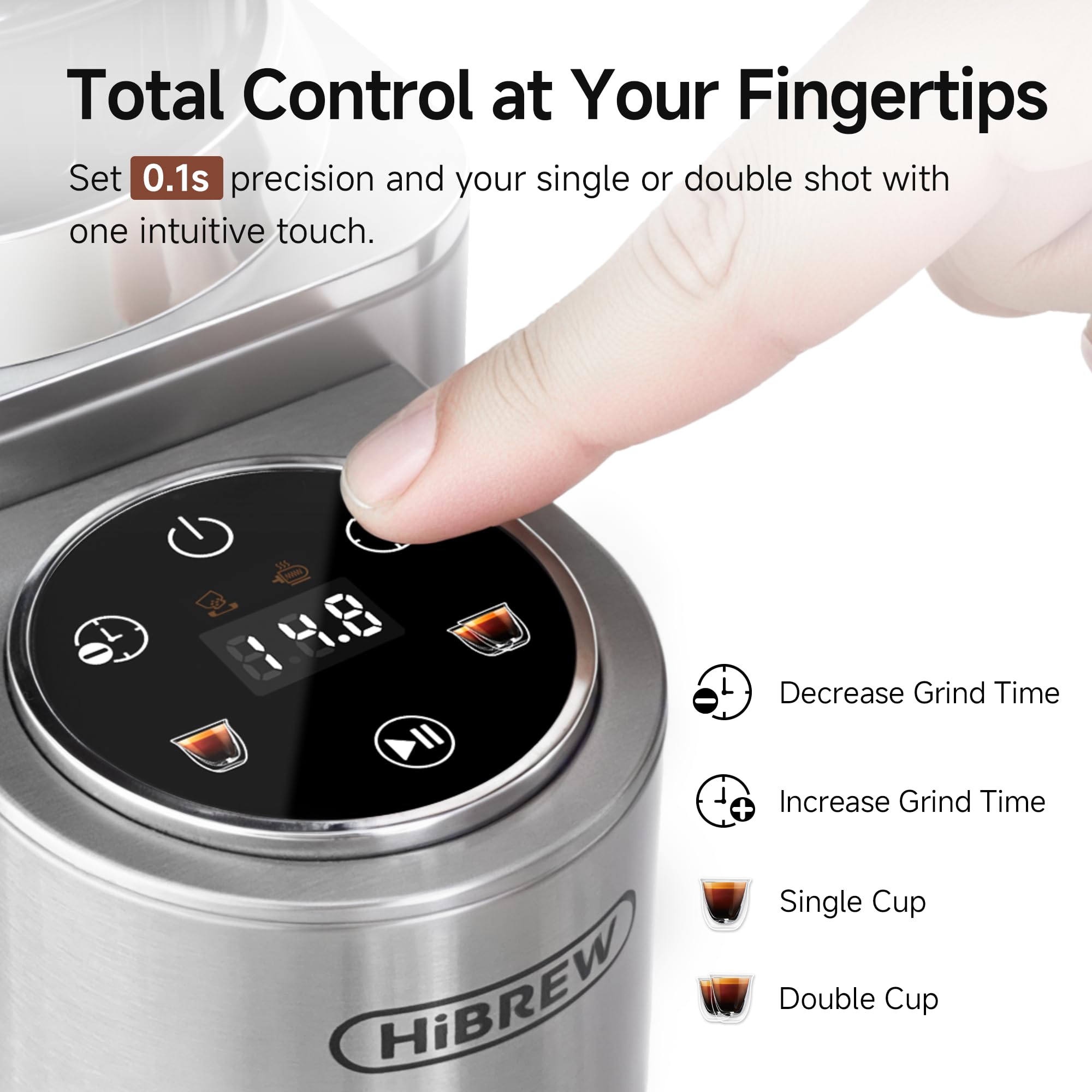 HiBREW G7 en uso moliendo para espresso con textura homogénea