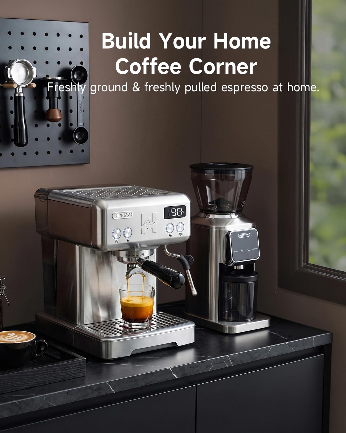 HIBREW H10 en una encimera moderna mostrando integración estética y uso diario