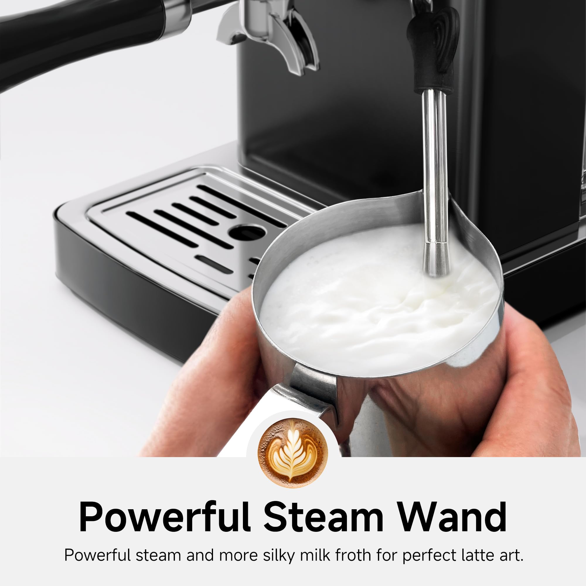 HIBREW H10A espuma densa de cappuccino mostrando calidad de vapor