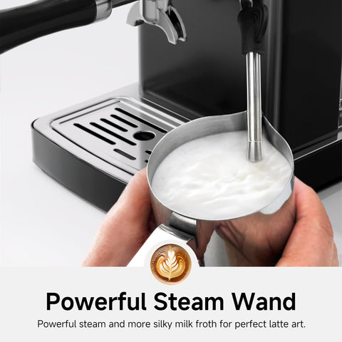 HIBREW H10A espuma densa de cappuccino mostrando calidad de vapor