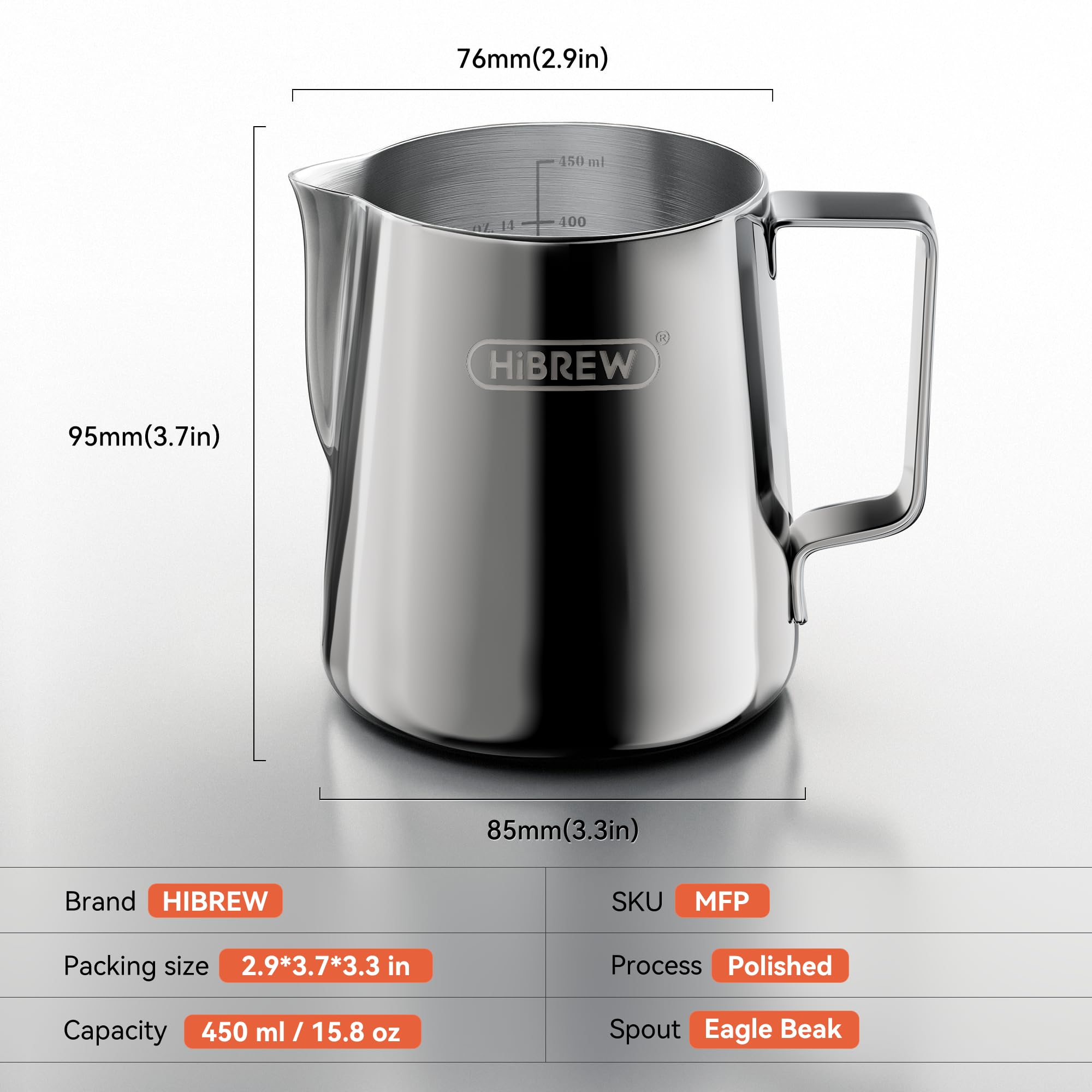 HiBREW comparación de tamaño 450 ml para escalas de servicio rápido