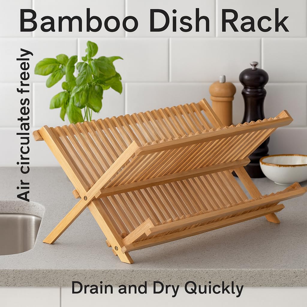 HIC Kitchen bambú plegable, 20-5x13, ideal para organizar el área de fregado