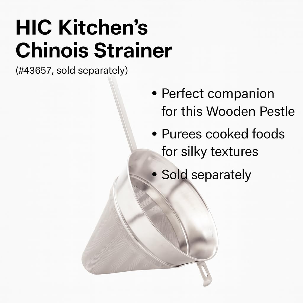 Pilon de madera HIC Kitchen para usos diversos, facilita manejo cómodo