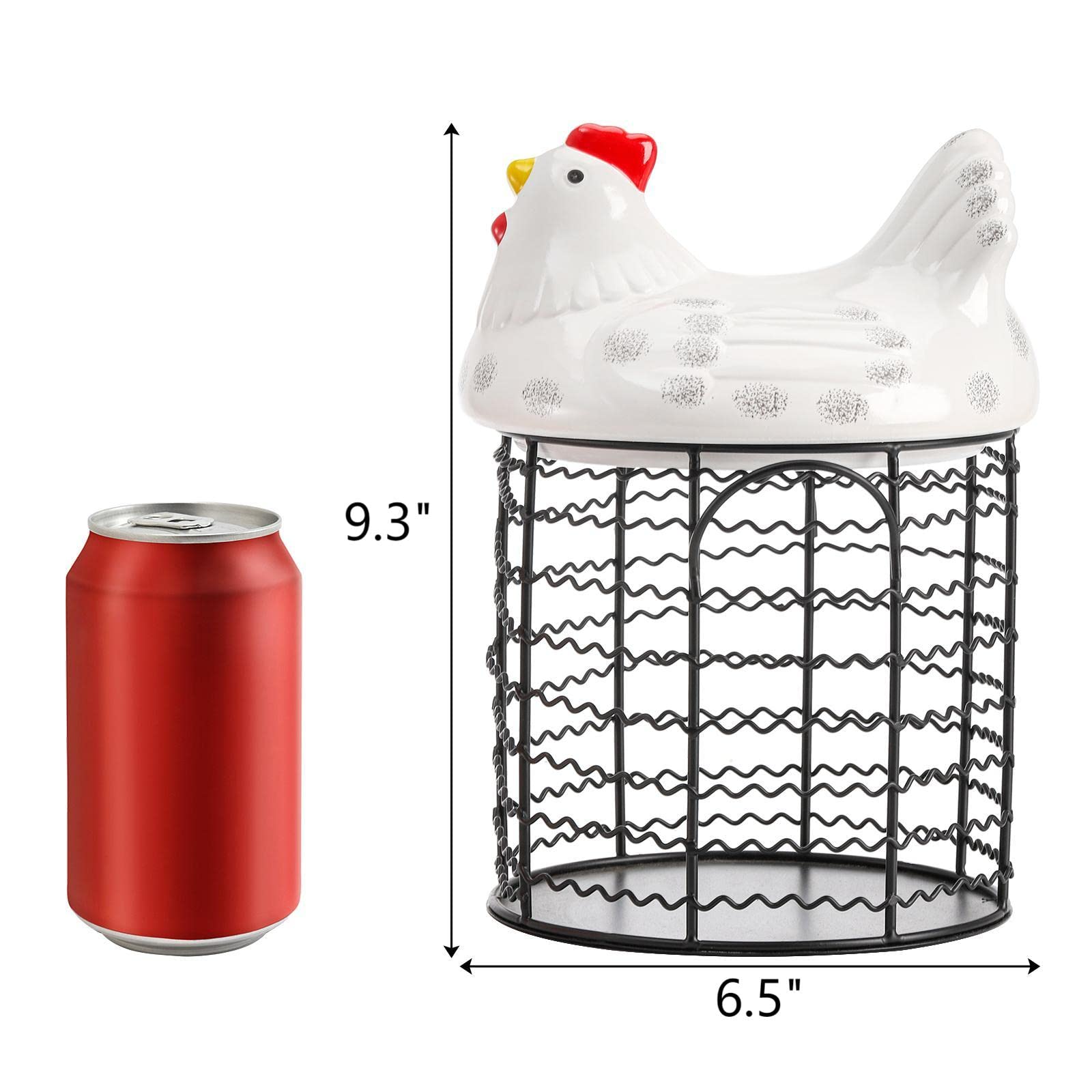 Cesta Hiceeden de alambre negro, capacidad para 20-25 huevos.