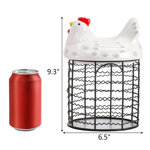 Cesta Hiceeden de alambre negro, capacidad para 20-25 huevos.