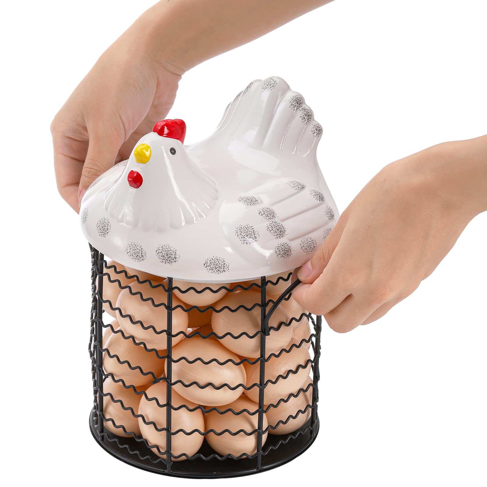 Mango arqueado Hiceeden facilita transportar la cesta para huevos.