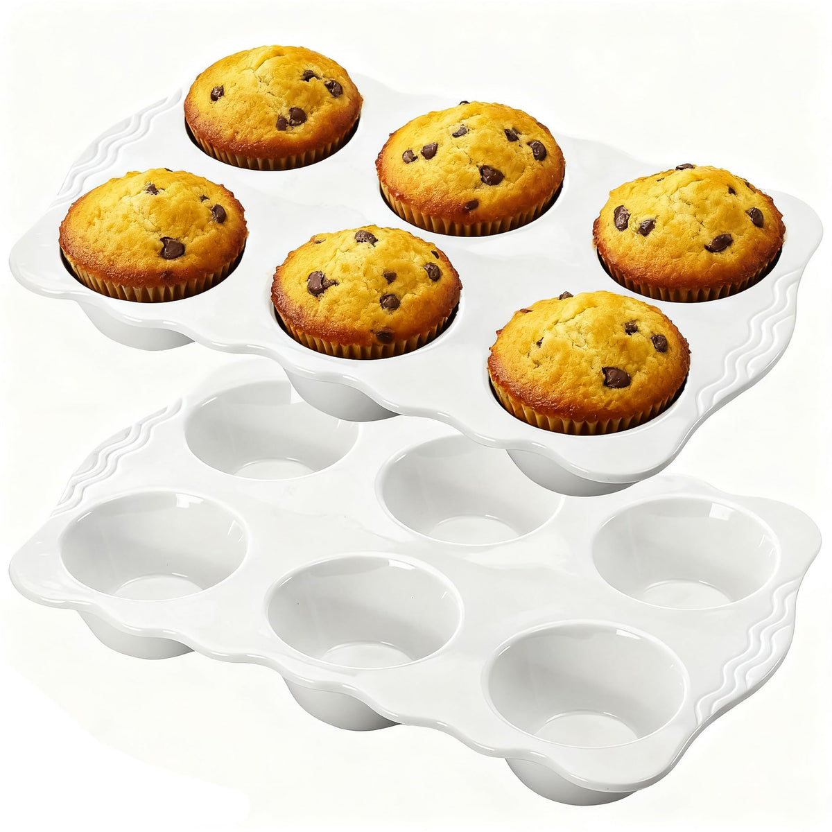 Moldes Hiceeden para magdalenas cerámicos, 6 cavidades, horneado uniforme.
