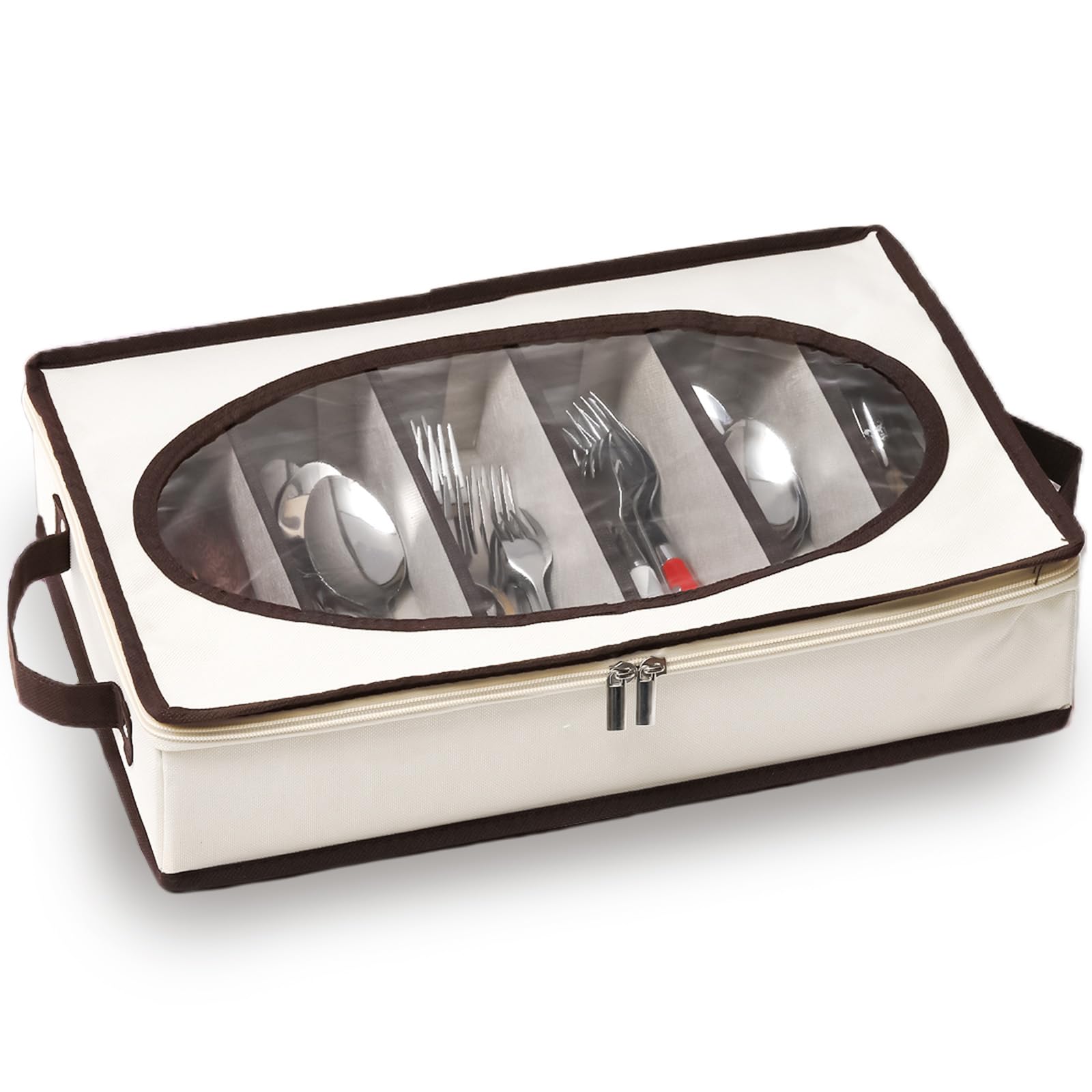 Hiceeden organizador de cubiertos con tapa y cremallera para transporte y orden.