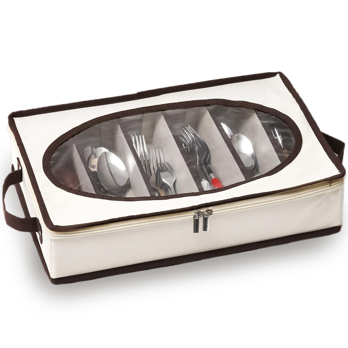Hiceeden organizador de cubiertos con tapa y cremallera para transporte y orden.