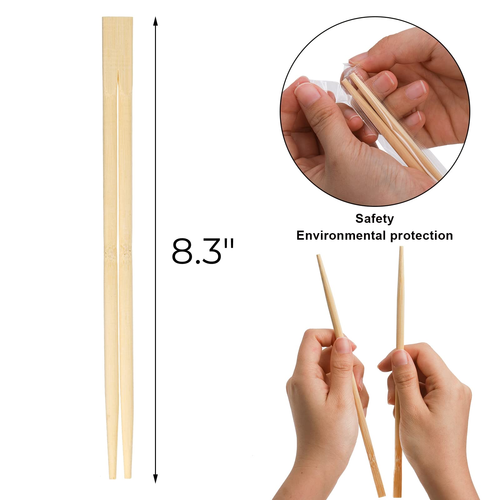 Palillos Hiceeden de bambú de 8-3 pulgadas con punta cónica para mejor agarre.