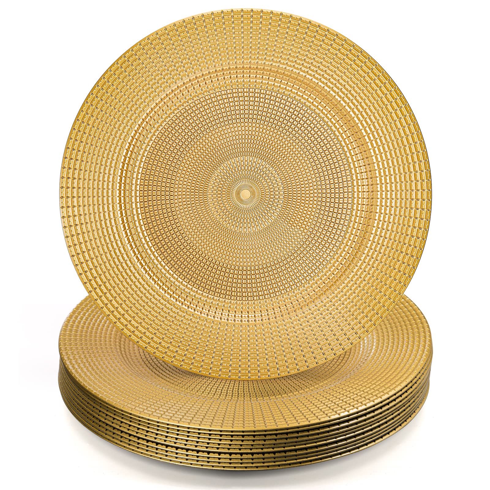 Hiceeden plato cargador dorado 13 pulgadas, diseño de cadena que eleva la mesa.