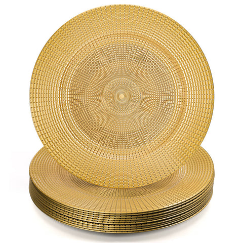 Hiceeden plato cargador dorado 13 pulgadas, diseño de cadena que eleva la mesa.