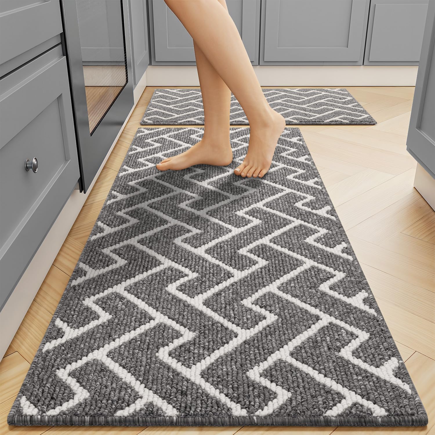 Alfombra de cocina hicorfe 20x31 gris: antideslizante para alto tráfico