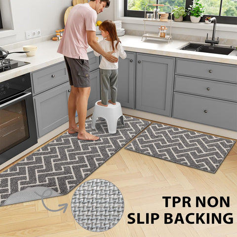 Alfombras de cocina hicorfe con respaldo antideslizante gris