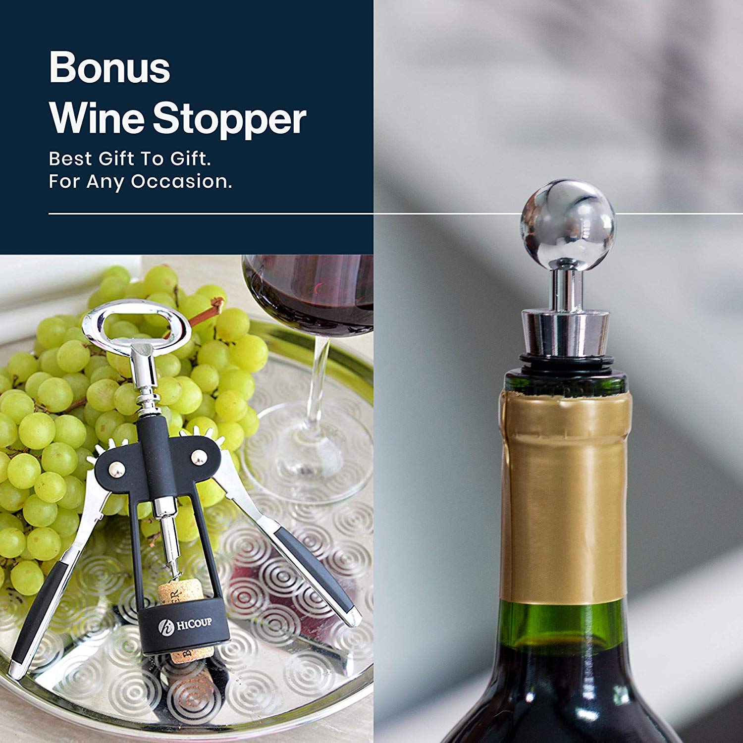 HiCoup apertura de vino fácil, sin esfuerzo, sabor preservado.