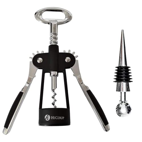HiCoup sacacorchos doble ala ergonómico en negro para apertura suave.
