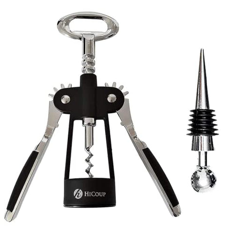 HiCoup sacacorchos doble ala ergonómico en negro para apertura suave.