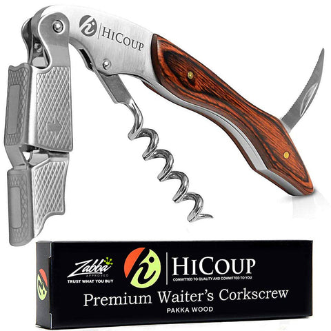 HiCoup Kitchenware sacacorchos profesional con mango de Pakka, apertura sin esfuerzo.