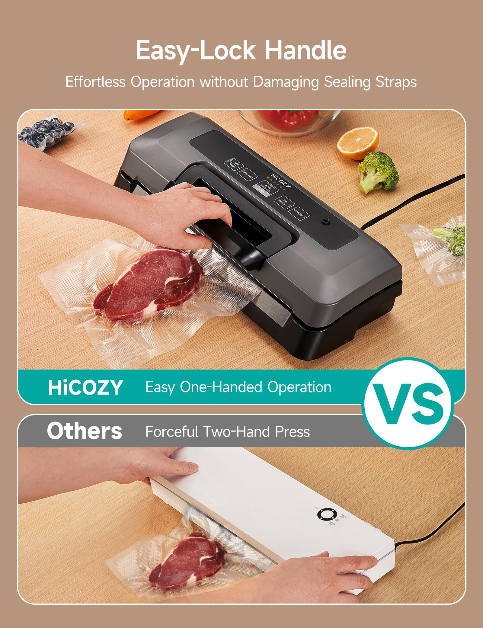 HiCOZY H700: manija de bloqueo fácil para sellos firmes.