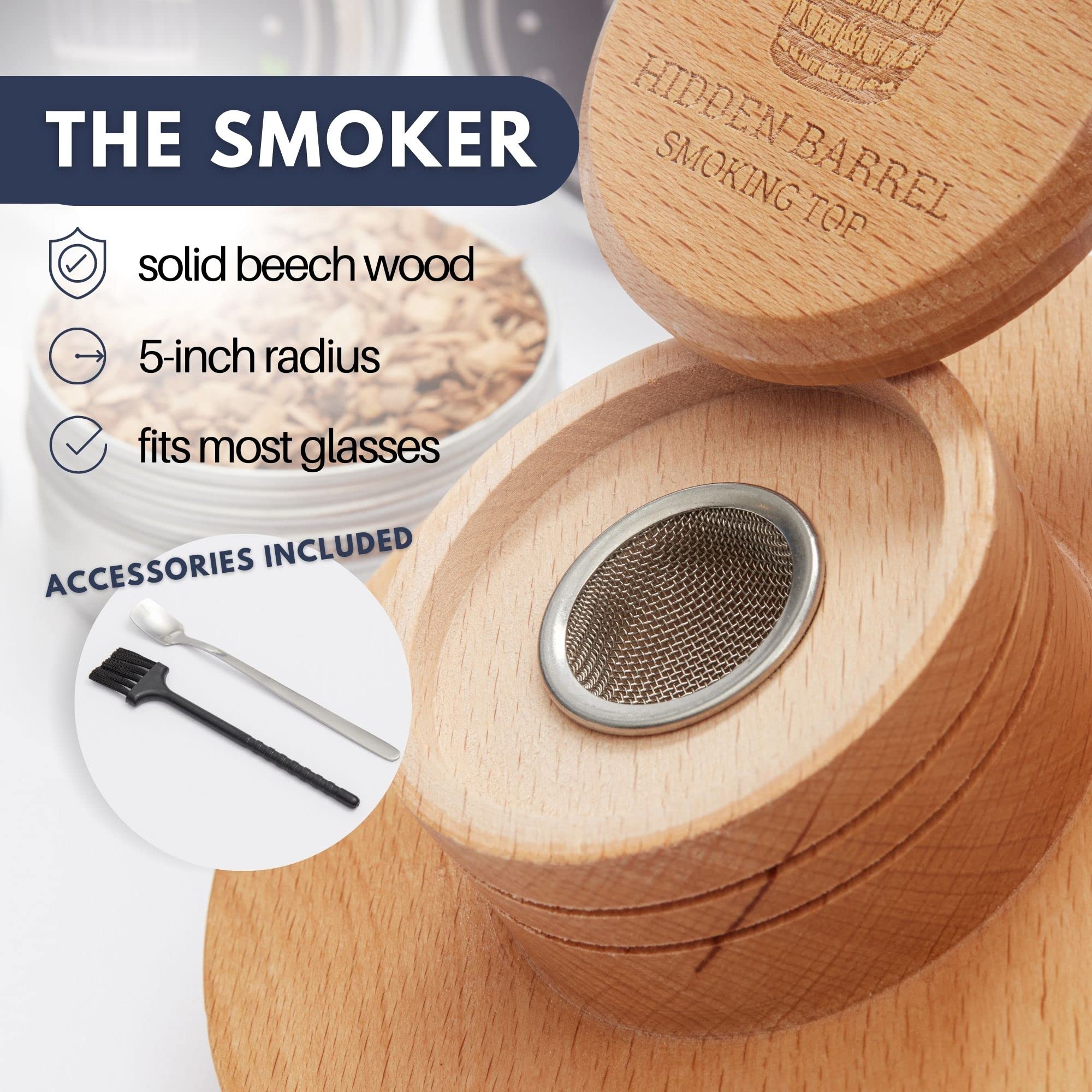 Encendedor Hidden Barrel para activar el humo en bebidas y platos