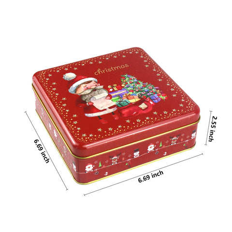 Lata roja HIDERLYS para regalo navideno, perfecta para dulces