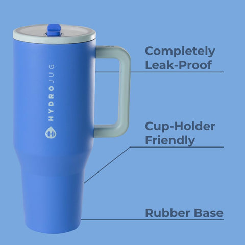 HydroJug Traveler con tapa y pajilla plegable para uso con una mano