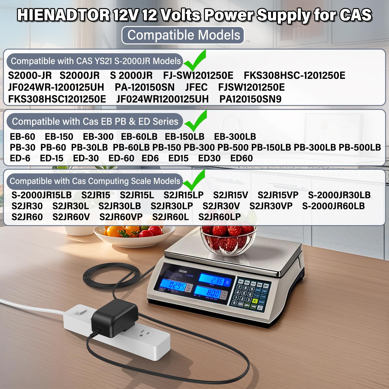 HIENADTOR cable de alimentación de 2 m para cargador 12V.
