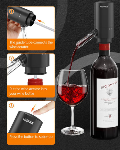 Aerador Higfra automático realza aromas y sabor en cada copa.