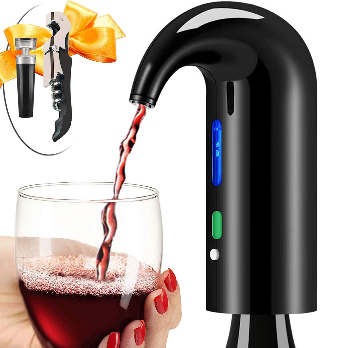 Higfra aerador vino eléctrico, vista frontal, mejora la aeración para sabor más suave