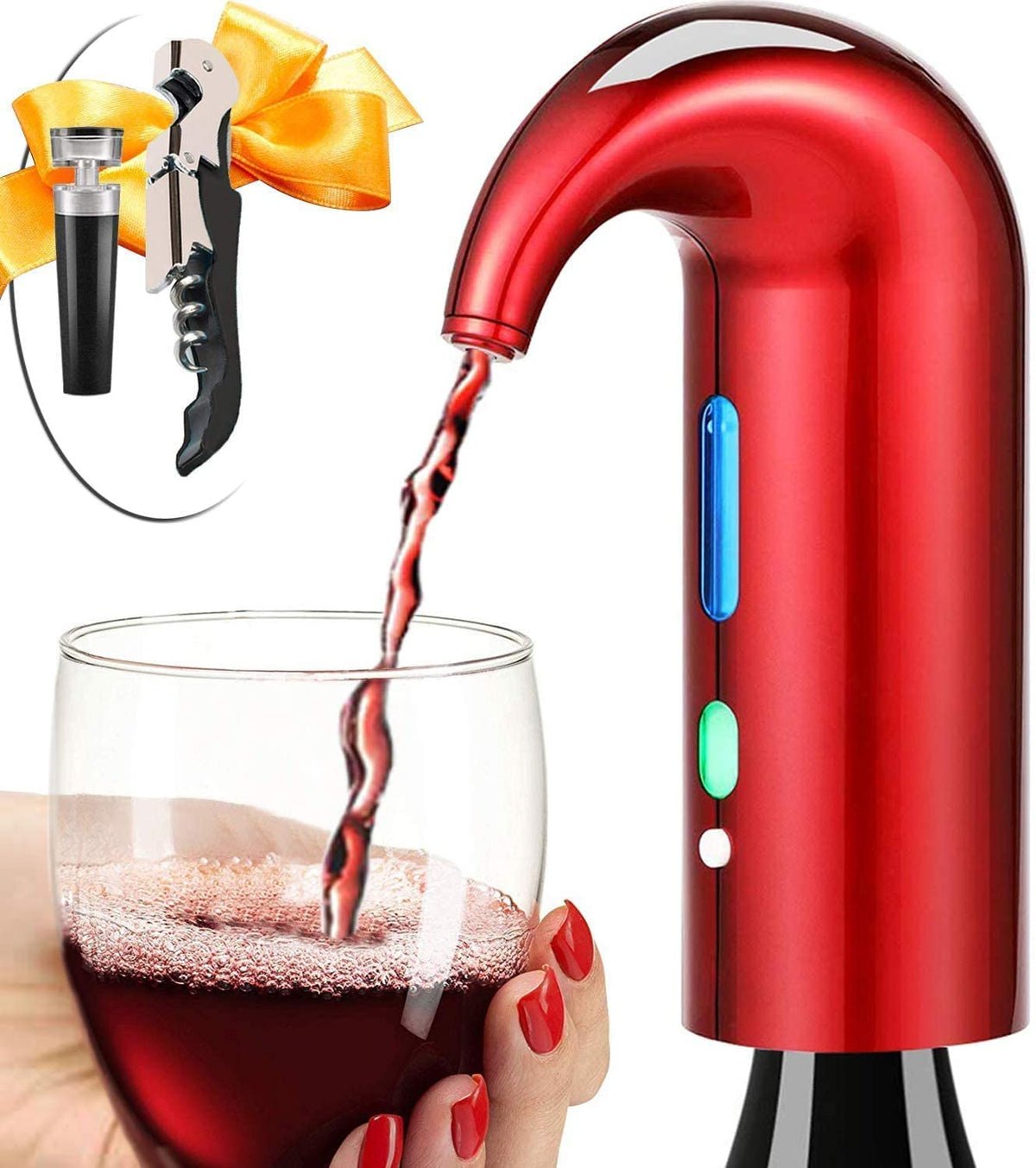 Higfra aerador vino eléctrico con pulsador: mejora aroma y sabor al servir.