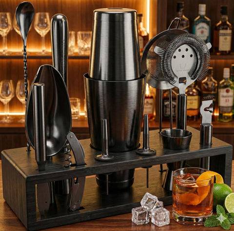 Highball & Chaser coctelera Boston de acero negro elegante para cócteles
