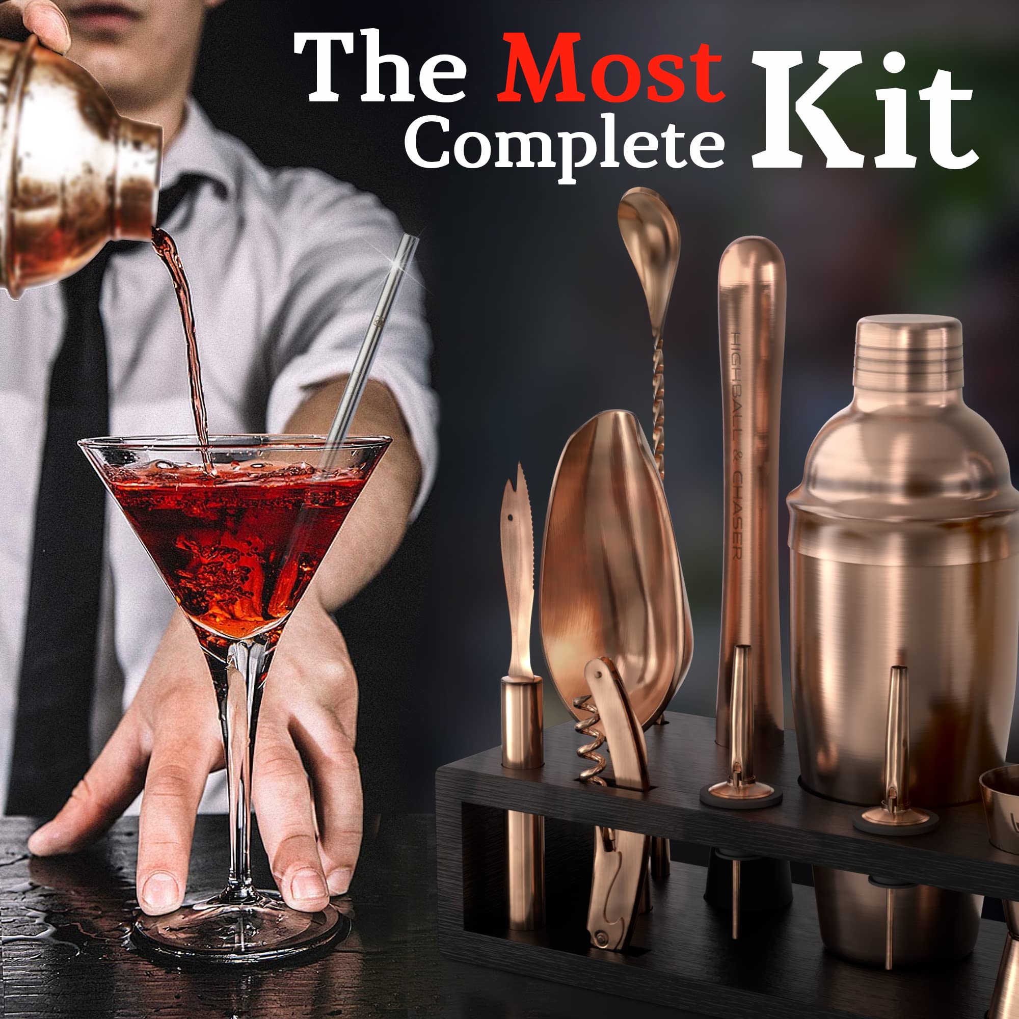 Cucharita de bar Highball & Chaser para mezclar con control.