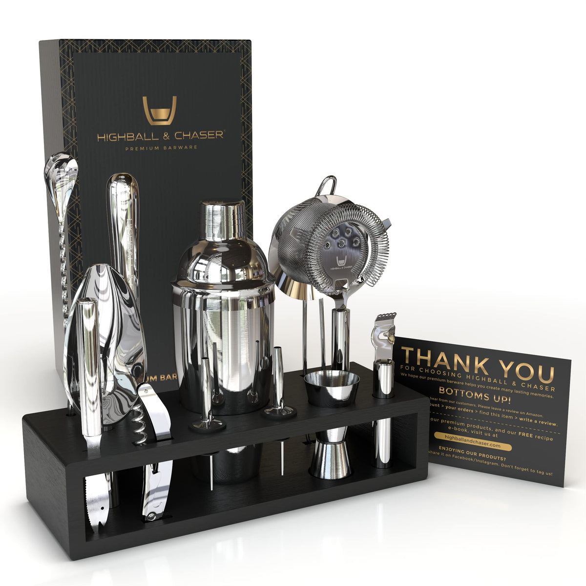 Highball & Chaser set de coctelería en acero inoxidable para el hogar