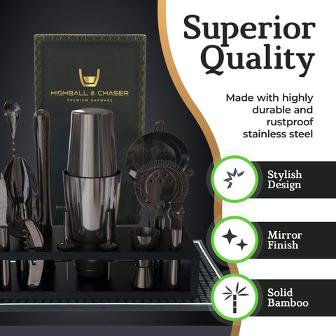 Highball & Chaser soporte bambú negro para ordenar herramientas