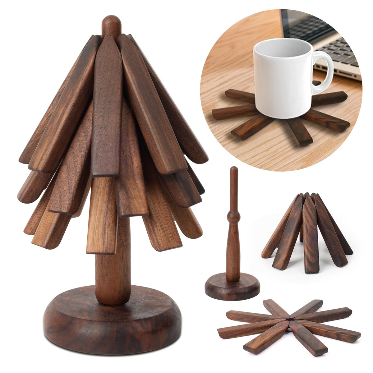 HighHogh conjunto salvamanteles nogal: protege superficies y aporta elegancia natural.