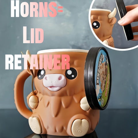 Highland Cow Ice Pint Holder aislante-16oz: mantiene el helado frío y las manos cálidas.