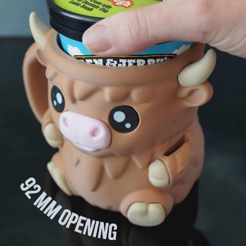 Highland Cow Ice Pint Holder cucharas-incluidas: incluye cucharas para compartir.