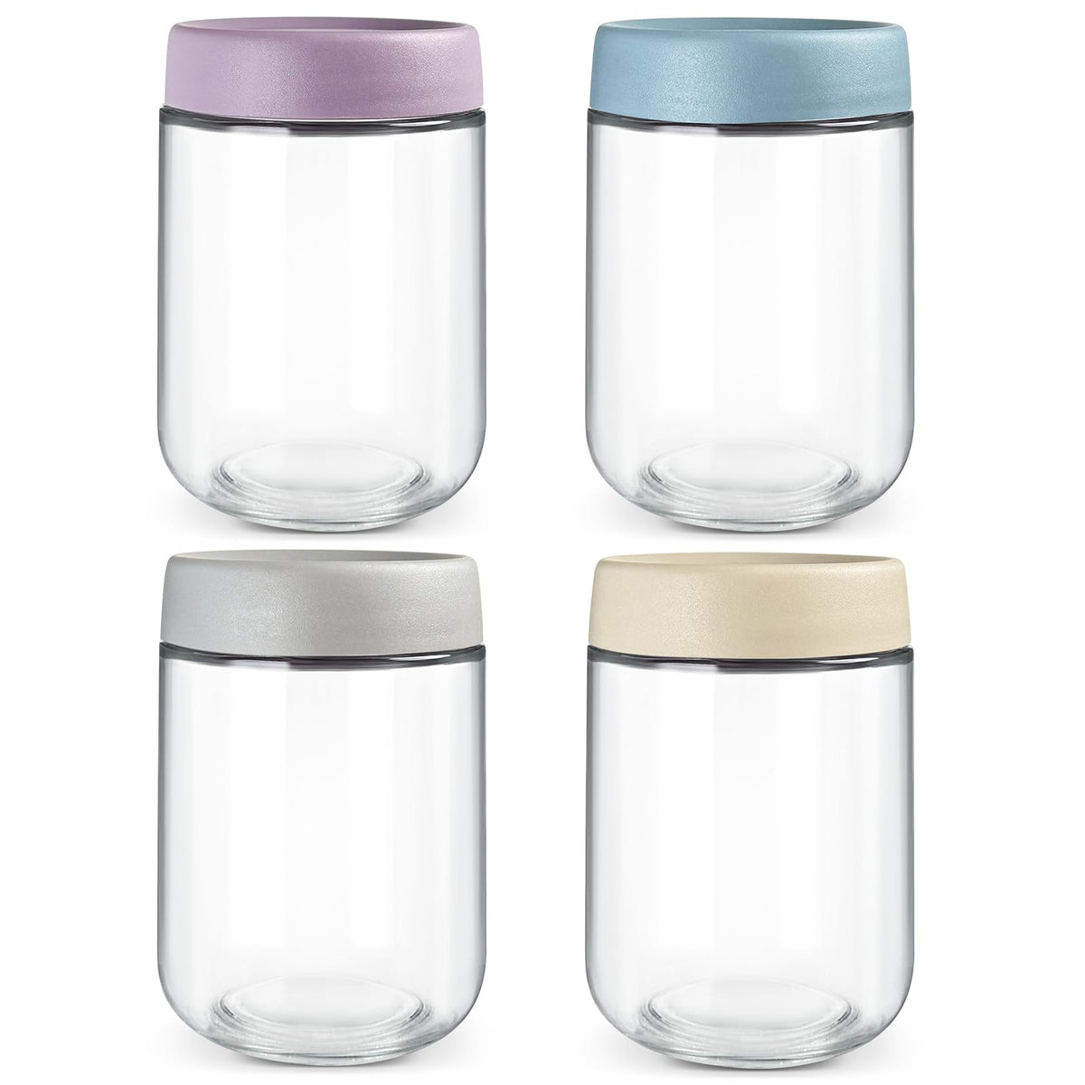 Jarras Higlasto de 16oz con tapas herméticas para almacenamiento seguro y fresco.
