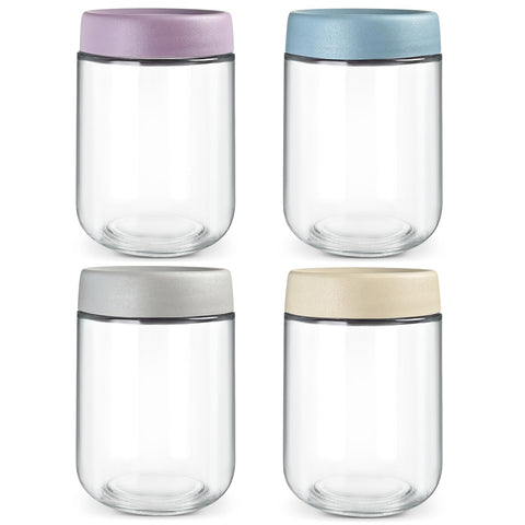 Jarras Higlasto de 16oz con tapas herméticas para almacenamiento seguro y fresco.