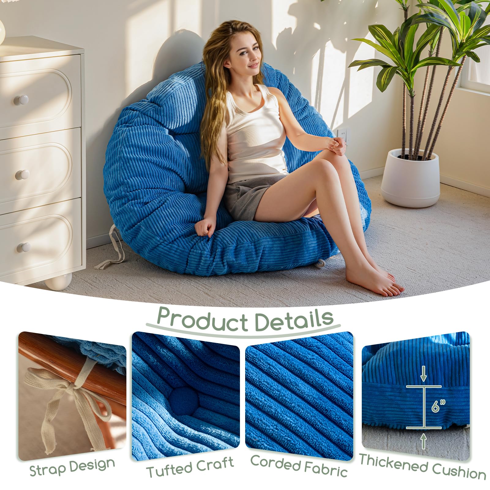 Cojín Papasan HIGOGOGO, diseño con botones acolchados, añade estilo.