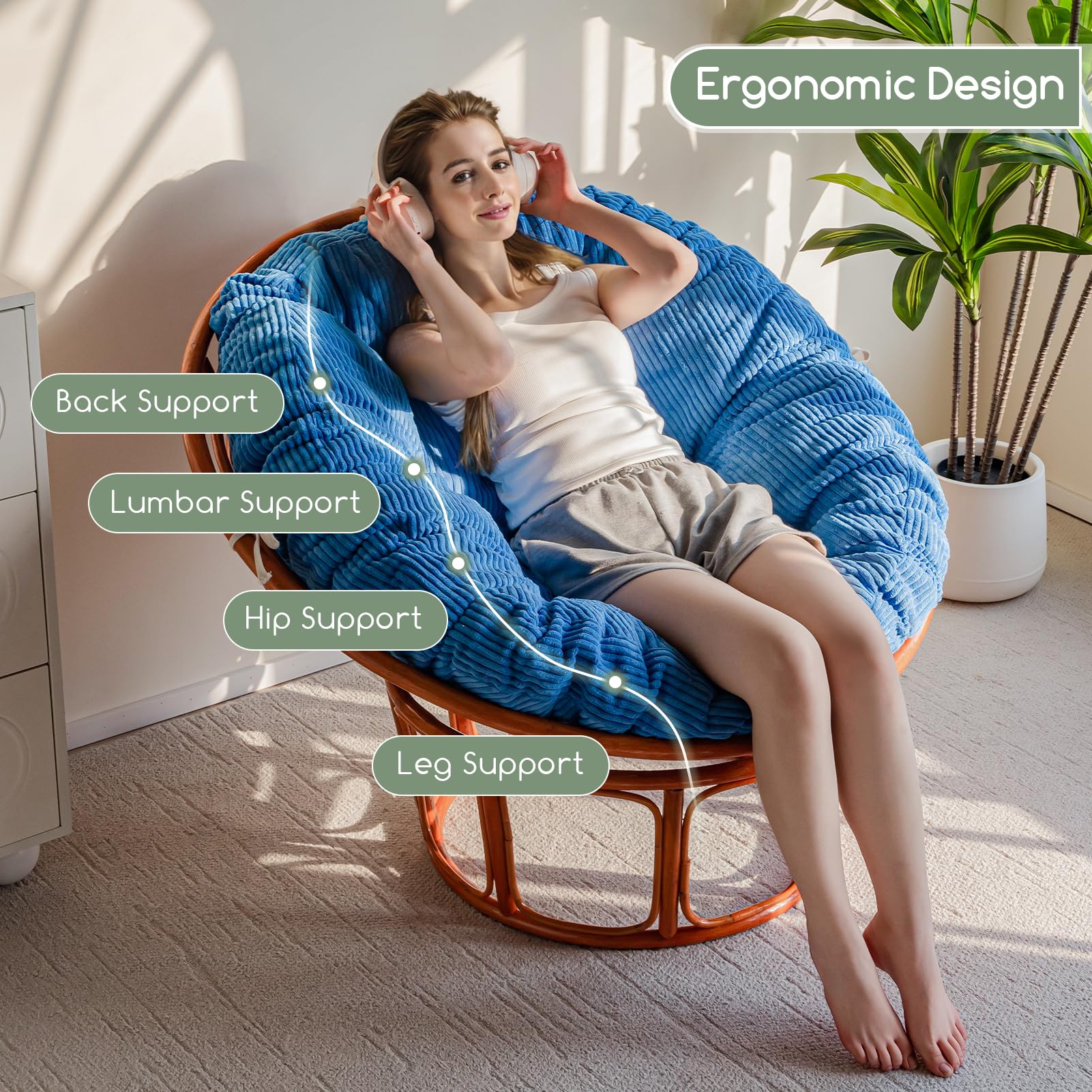 Cojín Papasan HIGOGOGO, ideal para sala, dormitorio y despacho.