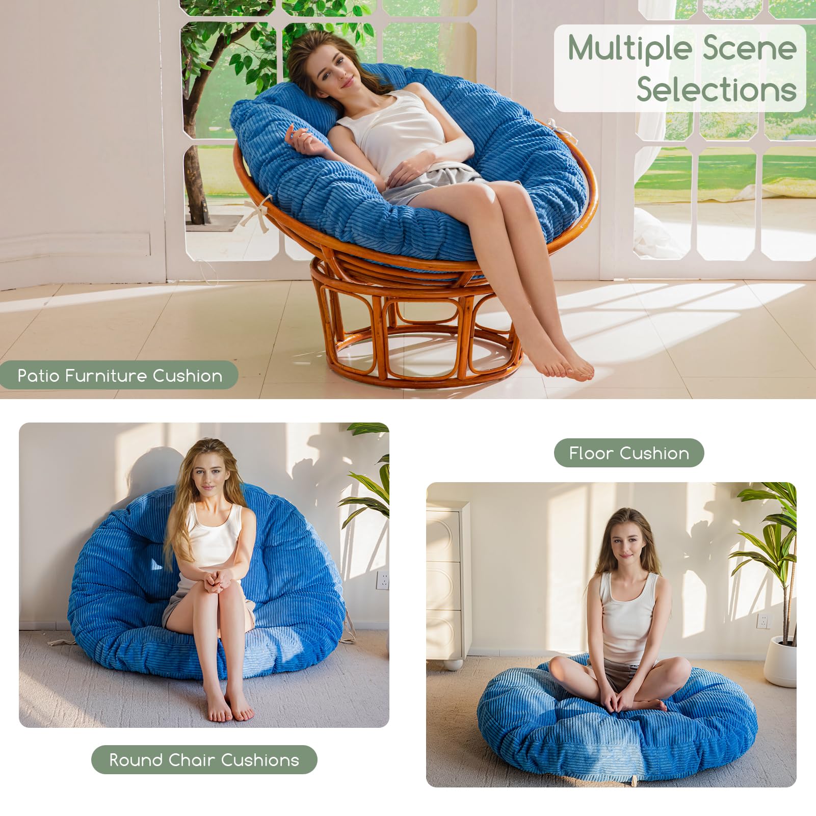 Cojín Papasan HIGOGOGO, cobertura de pana, textura suave y duradera.